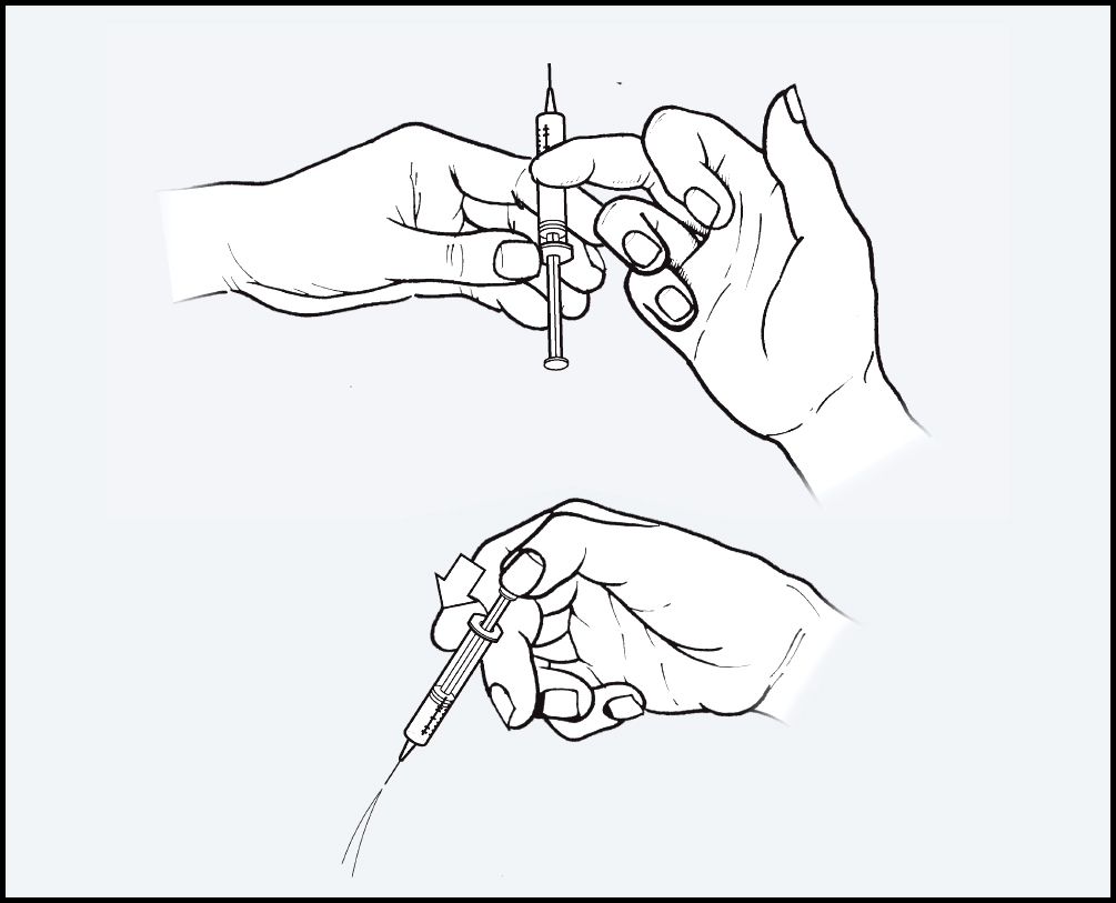 Langkah 5: Tekan picagari sehingga titisan kecil cecair keluar. HOW DOES CAVERJECT WORK 05